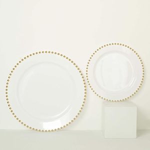 Assiettes de chargeur en <span class=keywords><strong>verre</strong></span> transparent or argent design classique avec motif rose pour les événements et les fêtes de restaurants - Product Image 6