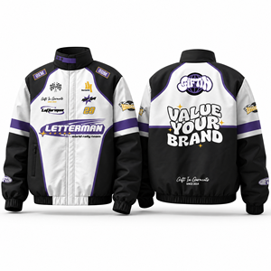 ODM Wholesale Custom Color Block Formal <b>Racing</b> <b>Jacket</b> Canvas Custom Sponsor Patch Full Zip Windproof Motorsport Coat Motorcycle - Product Image 5