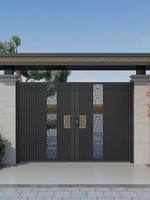 Puerta Doble Abatible de Acero Inoxidable y Aleación de Aluminio, Valla de Entrada Moderna para Patio o Villa