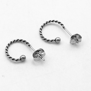yunnique <b>Titanium</b> Steel Hoop Earrings Twisted Rope Design Studs For <b>Men</b> And Women Fashion Jewelry - Product Image 3