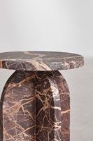 Ensemble simple et classique de table basse et table d'appoint avec plateau en marbre rouge pour la maison, le salon, le bureau, l'intérieur