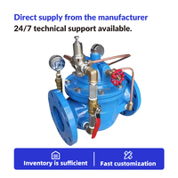 Vanne de régulation de pression hydraulique manuelle 200X en fonte ductile à double manomètre ISO9001 CE DN50-DN800 OEM pour l'eau