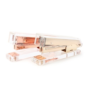 Papelería acrílica transparente Grapadora acrílica Oro Rosa Oro <span class=keywords><strong>Kawaii</strong></span> Papelería Acrílico Mesa Papelería de oficina - Product Image 1