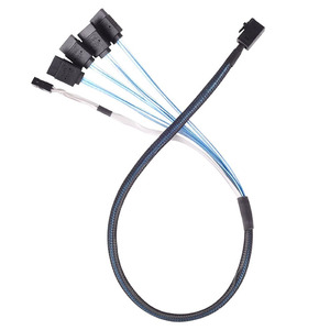 Cavo interno HD Mini SAS (SFF-8643 Host) <span class=keywords><strong>a</strong></span> 4x SATA (Target), con cavo di alimentazione Dupont 2.5 24Pin, <span class=keywords><strong>0</strong></span>,5 m - Product Image 2