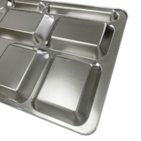 Assiette à dîner en acier inoxydable, boîte à lunch divisée à 9 compartiments, assiette de plateau de nourriture pour restaurant avec couvercle, vente en gros