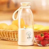 Mélangeur presse-agrumes rechargeable en acier inoxydable portable Mini mélangeur sans fil 350ml jus frais alimentation manuelle comprend un bol mélangeur