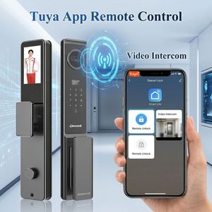 Serrure intelligente Premium 3D Face ID avec déverrouillage à distance WiFi Tuya, empreinte digitale biométrique et écran IPS de 4,5 pouces - Product Image 5