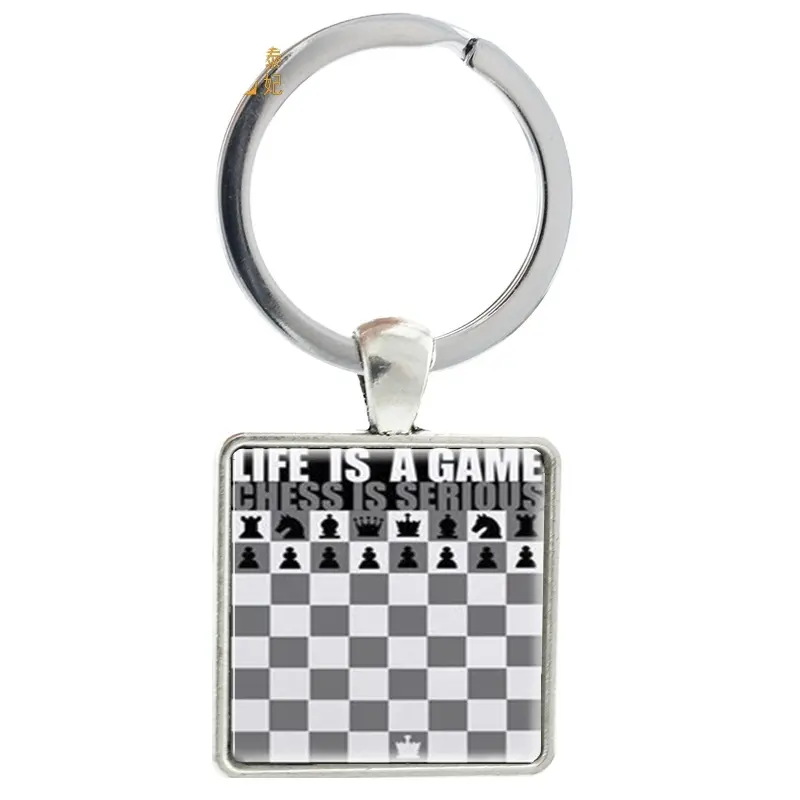 The keep calm and play chess key holder car keyring for men key chain jewelry Vintage life is a game Keychain
