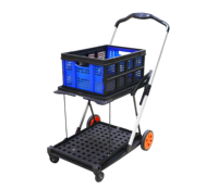 Chariot pliable à deux étages Chariot pliant de marché portable Chariot pliable avec caisse de rangement