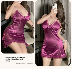 Camicia da notte da donna Sexy in raso puro desiderio con cuore Modulare <span class=keywords><strong>pigiama</strong></span> al ginocchio senza tuta 8550 per l'estate - Product Image 3