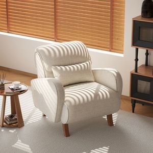 Sillón Individual Moderno Minimalista de Chenilla para Sala de Estar, Sillón Relajante de Color Sólido con Patas de Madera - Product Image 1