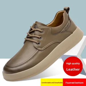 Chaussures en cuir de vachette pour hommes Xijue Bull 2025, nouvelle collection automne-hiver, décontractées, respirantes, légères, à lacets, semelle intermédiaire sans coussinets, surface souple - Product Image 2