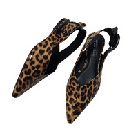 LADIES Sandales d'été sexy à bout ouvert Sandales plates de haute qualité à bout pointu avec sangle croisée et nœud imprimé léopard Chaussures de mode polyvalentes