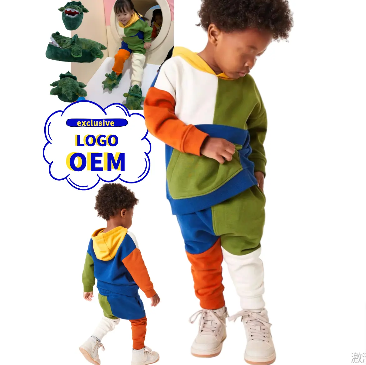 Ropa con logo de color para niño y niña, zapatillas de felpa, conjunto de entrenamiento de manga larga, abrigos pequeños, Boutique, ropa de invierno 2022