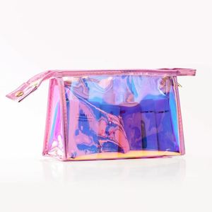 Bolsa de Maquillaje Transparente de PVC con Láser Holográfico, Bolsa de Cosméticos Impermeable con Cierre, Organizador de Artículos de Aseo para Mujer, Almacenamiento de Botellas de Productos para el Cuidado de la Piel - Product Image 1