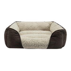 Coussin carré pour animaux de compagnie, canapé pour chien et chat de petite à moyenne taille, en peluche douce avec dossier, utilisation quatre saisons - Product Image 5
