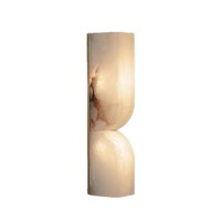 Lámpara de Pared de Alabastro Español con Forma de Reloj de Arena, de Piedra Prensada, en Cobre/Hierro, LED Regulable, Alto CRI 90, para Dormitorio u Hotel