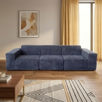 VONLIVA Promotion US Canapé sectionnel en velours côtelé noir sans structure, compressé sous vide, sans assemblage, assise profonde, surdimensionné