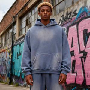 TKAN225D Sudadera con capucha desgastada lavada con estampado digital personalizado de algodón de alta calidad grueso de gran tamaño para hombre - Product Image 1