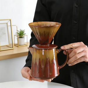 Ensemble de <span class=keywords><strong>cafetière</strong></span> en céramique écologique au design rétro avec <span class=keywords><strong>filtre</strong></span> à entonnoir pour café <span class=keywords><strong>filtre</strong></span> manuel - Product Image 3