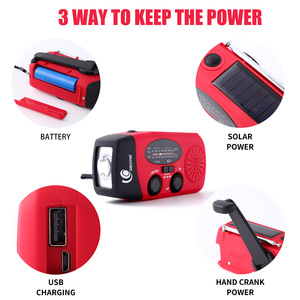 Radio de Emergencia Portátil con Manivela Solar, AM/FM, Alerta Meteorológica NOAA, Linterna y Banco de Energía de 2000mAh - Product Image 3