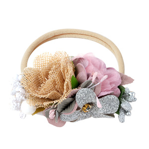 Dulce Fresh Princess Style Full Moon Baby Halogen Hair Band Elegante flor artificial Stretch Nylon <span class=keywords><strong>Headband</strong></span> - Product Image 3
