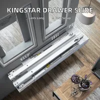 Glissières de tiroir à fermeture douce AOLISHENG 77 lb, à extension complète, à 3 sections, à rail dissimulé avec loquet pour armoire de cuisine