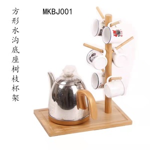 Portavasos de Bambú en Forma de Árbol, Soporte Triple para Tazas de Madera Maciza, Organizador de Almacenamiento para el Hogar que Ahorra Espacio, Diseño Minimalista - Product Image 3