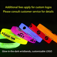 Bracelets lumineux néon pour fêtes, bracelets en silicone qui brillent dans le noir, bracelets LED transparents, bracelets lumineux