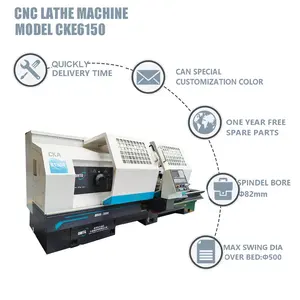 Otomatik hız vites CNC torna 82mm mili delik 6 pozisyon hidrolik Chuck düz yatak CNC torna satışa