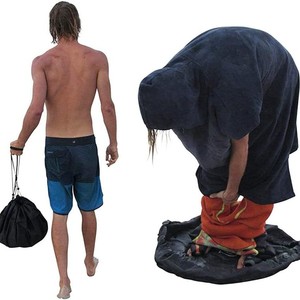 Drawstring Swimwear Storage Bag Black Waterproof Beach Changing Mat Outdoor Travel Use - Product Image 2