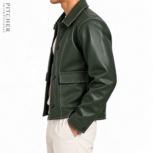 Wholesale <b>Genuine</b> Leather Jacket Mens Bomber Jacket Custom Logo Private Label US Sizes S-XXL Factory - Product Image 3