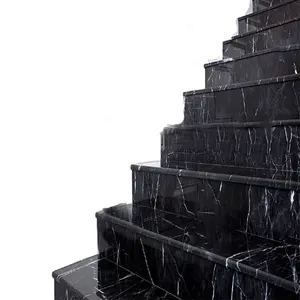 中国黑色Nero marquina大理石现代楼梯踏板，自然大理石楼梯