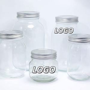 Factory Price 150ml 250ml 360ml 480ml 1000ml Wide Mouth Glass Mason <b>Jar</b> Metal Screw Cap for Jam <b>Cookie</b> Candy Food Storage - Product Image 1