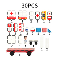 Juego de 30 Bloques de Construcción Magnéticos con Temática de Ambulancia, Juguete Educativo STEM Montessori para Niños