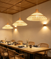 Lustre d'intérieur en bambou et rotin, lampe suspendue tressée à la main pour restaurant, abat-jour en bambou fait main, luminaires suspendus contemporains