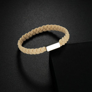 Pulsera de letras para nuevos amantes, cilindro de acero inoxidable, letras, tejido elástico, pequeñ<span class=keywords><strong>a</strong></span> banda de goma, cuerda de mano, regalo para <span class=keywords><strong>novio</strong></span> - Product Image 6