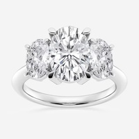 2 Karat Oval Kesim Yuvarlak Yan Taşlı Laboratuvar Elması Nişan Yüzüğü 10K/14K/18K Som Altın IGI Sertifikalı CVD/HPHT VVS Berraklıkta