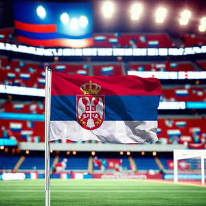 Drapeau serbe de haute qualité en polyester 68D pour événements sportifs, vente en gros - Product Image 1