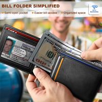 Dompet Kulit Asli Minimalis Tipis Pria Merek Mewah dengan RFID, Penutup Terbuka, Logo Kustom Desainer