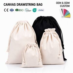Sac en toile à cordon de serrage, sac anti-poussière réutilisable, pochette de rangement avec logo personnalisé pour l'emballage de cadeaux et de bijoux - Product Image 1