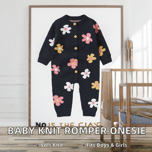 Vêtements pour bébés et tout-petits unisexes en gros du fabricant : Combinaison à manches longues en tricot pour nouveau-né, motif uni - Product Image 2