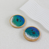 Juego de Posavasos Artesanales de Resina con Diseño de Olas Oceánicas, Base de Madera Sólida, Resistentes al Calor para Bebidas