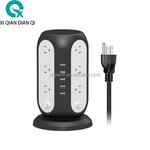 New US UK Standard 3 Layer 12 Hole Vertical Socket With 5 USB Charging English Standard Socket Multi-Functional Upright Socket