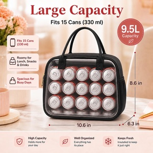 Borsa Termica Pieghevole da Donna in Poliestere da 9,4L Impermeabile <span class=keywords><strong>con</strong></span> Chiusura a Cerniera per Conservazione Alimenti, Lavoro, Scuola, Viaggi e Picnic - Product Image 2