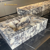 Stonelink Vasque de salle de bain moderne de qualité supérieure en marbre italien Calacatta Viola pour éviers de salle de bain
