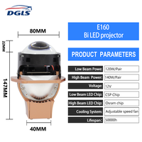 DGLS E160 – phare de voiture auto 3.0 pouces, projecteur Bi LED, lentille de Conversion de faisceau Hi/Lo Kit-6000K