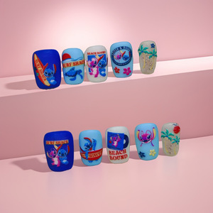 Hecho a mano cubierta completa prensa falsa Artificial en la punta de las uñas reutilizable uñas francesas flor Acrílico falso magnético Rhinestone <span class=keywords><strong>bailarina</strong></span> - Product Image 3