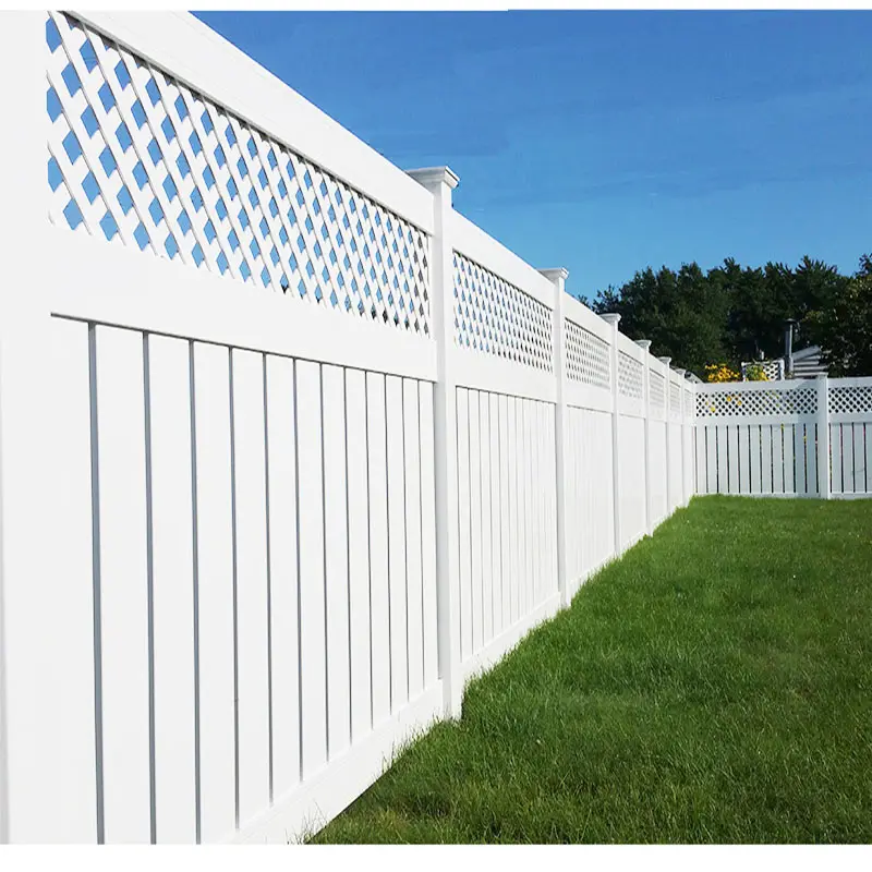 Yüksek kalite kolayca monte Rot geçirmez sürdürülebilir plastik beyaz PVC ucuz vinil bahçe çit yarı gizlilik çit