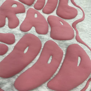 批发制造商220 Gsm重磅棉印花男士t恤Tshir定制图形超大3D粉扑印花t恤男士 - Product Image 3